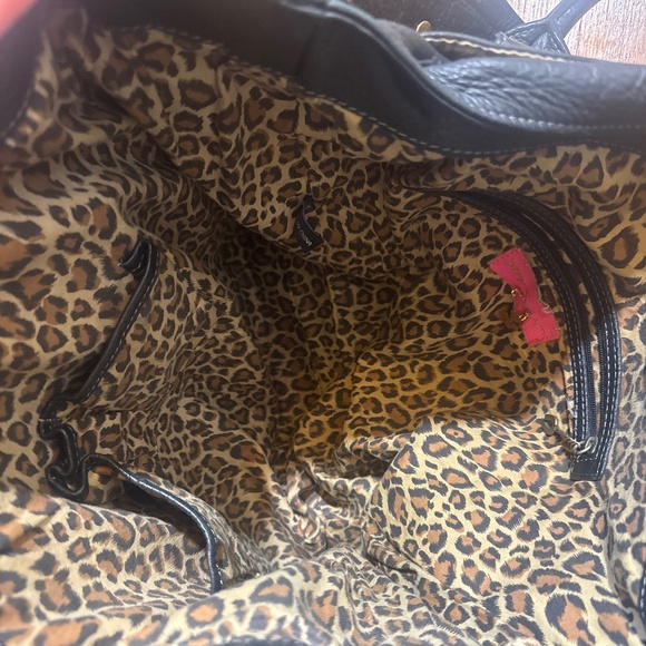 BETSEY JOHNSON GUC Vintage Black Leather Tote Bag Purse Shoulder Studded - Picture 9 of 9